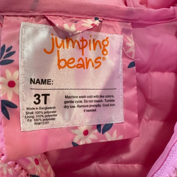 Jumping Beans Baby/Toddler Girls Pink Daisy Light Puffer NWT Various Sizes - Picture 6 of 8